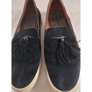 Frye Loafers Black Suede Tassels Sz 8